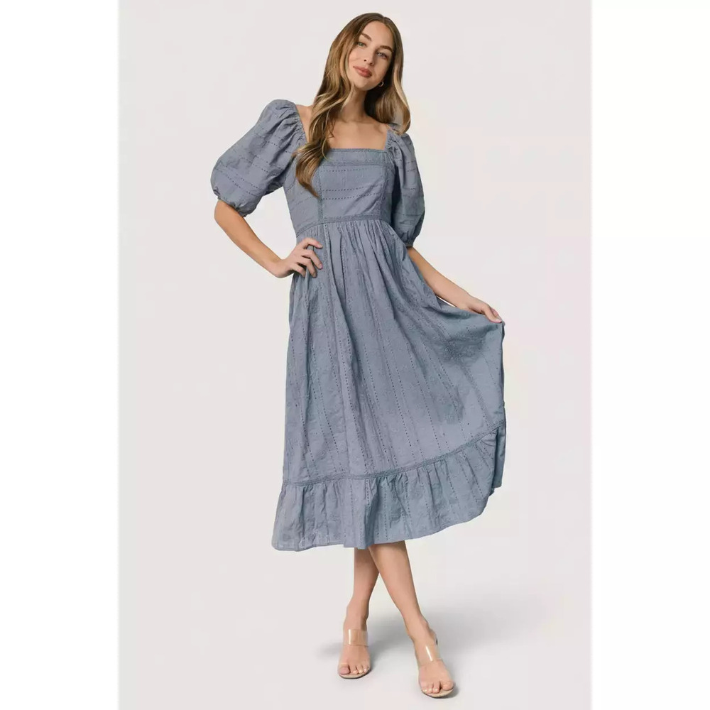 Baltic Born Delaney Eyelet Dress | Dusty Blue Size XLXL